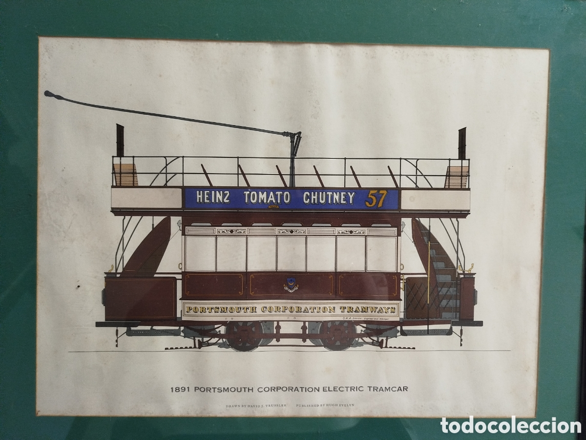 Fotograf&iacute;a antigua: L&aacute;mina Antigua Tranv&iacute;a 1891 Portsmouth Electric Tramcar - David J. Trussler (Hugh Evelyn, 1964)