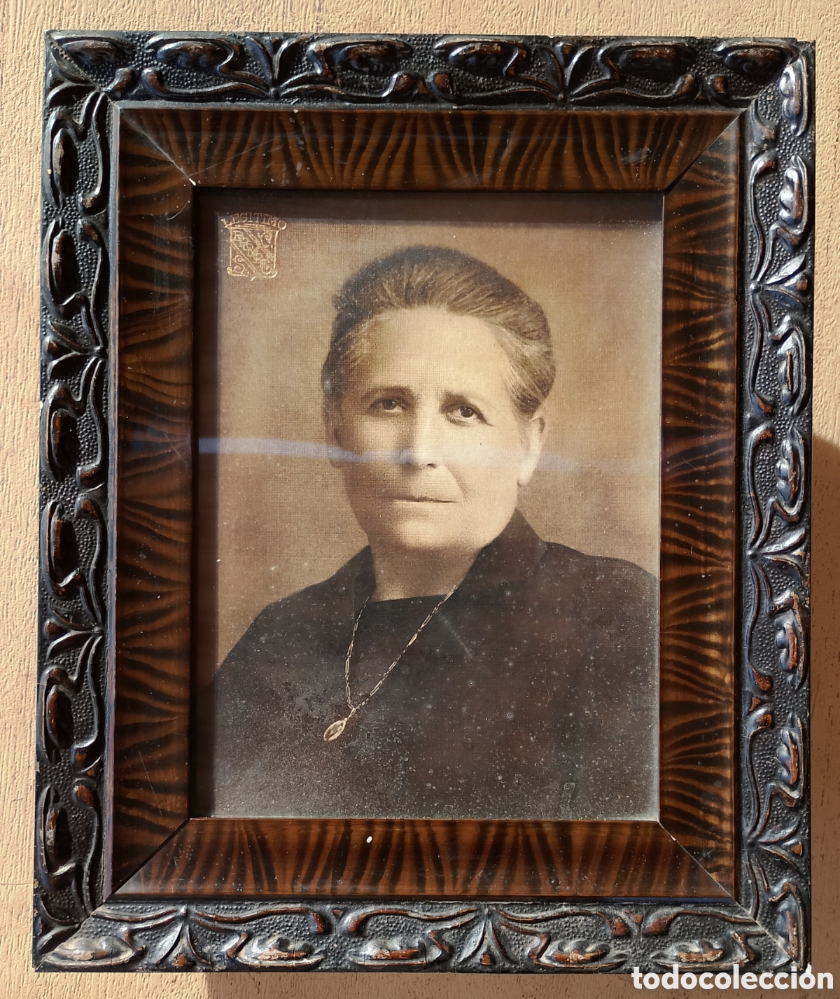 Fotograf&iacute;a antigua: Antiguo Retrato en Blanco y Negro Enmarcado Legitimo Bromoleo