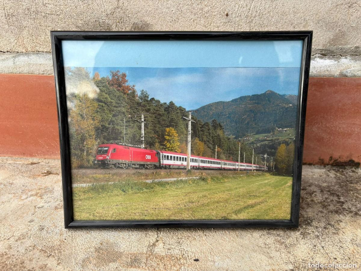 Fotograf&iacute;a antigua: Cuadro tren paisaje suizo