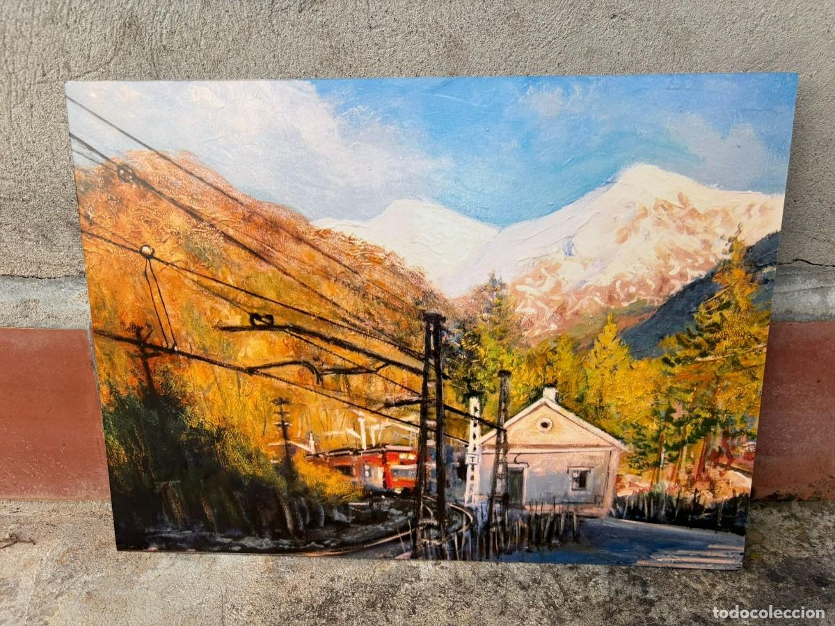 Fotograf&iacute;a antigua: Cuadro tren y paisaje de monta&ntilde;a