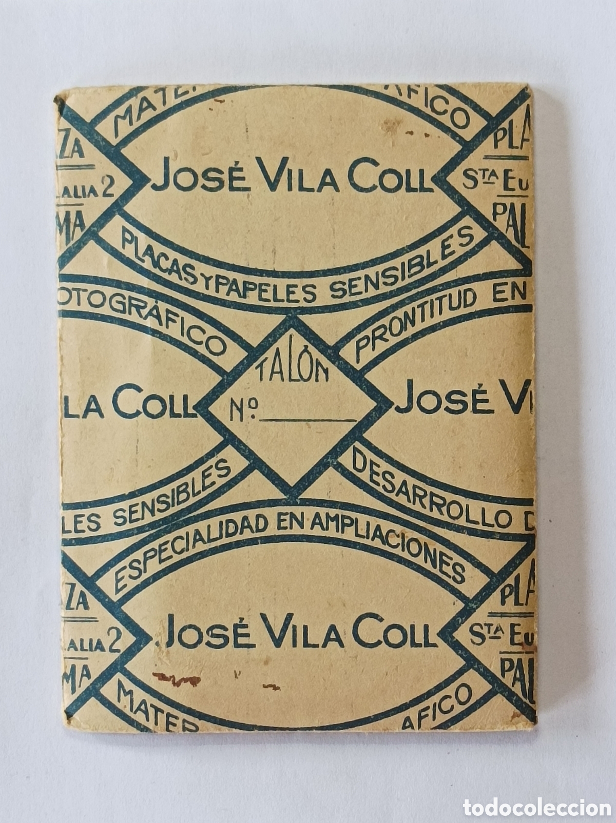 Fotograf&iacute;a antigua: JOSE VILA COLL. FUNDA PARA NEGATIVOS. PALMA DE MALLORCA. 9x12,5 CM. FOTOGRAF&Iacute;A ANTIGUA.