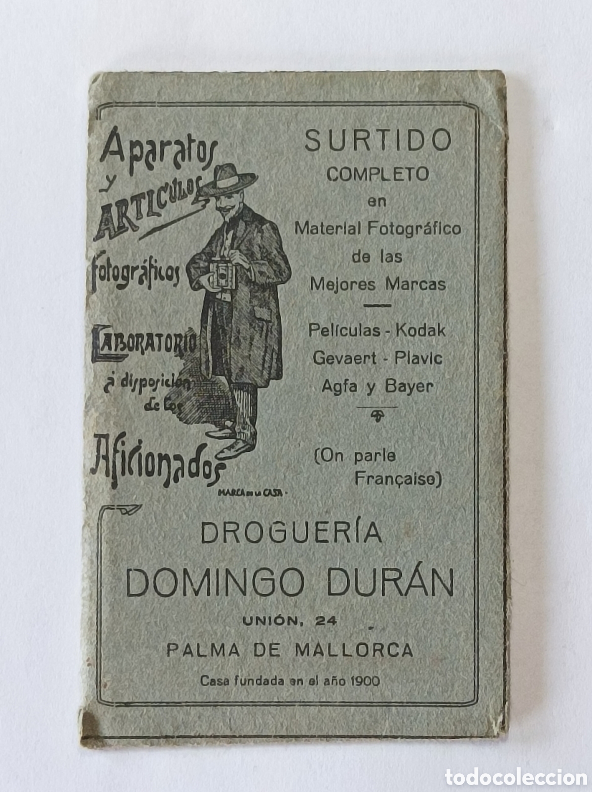 Fotograf&iacute;a antigua: DOMINGO DURAN. FUNDA PARA NEGATIVOS. 7x11 CM. PALMA DE MALLORCA. FOTOGRAF&Iacute;A ANTIGUA.