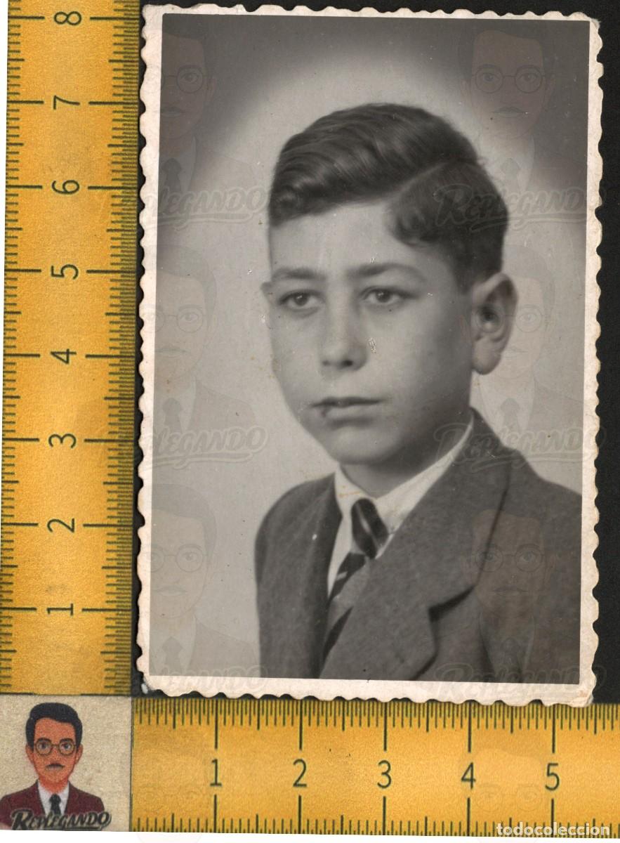 Fotograf&iacute;a antigua: RETRATO NI&Ntilde;O TRAJE CORBATA PELO PEINADO - MIRADA SERIA - FOTOGRAF&Iacute;A ANTIGUA ART&Iacute;STICA A&Ntilde;OS 40/50
