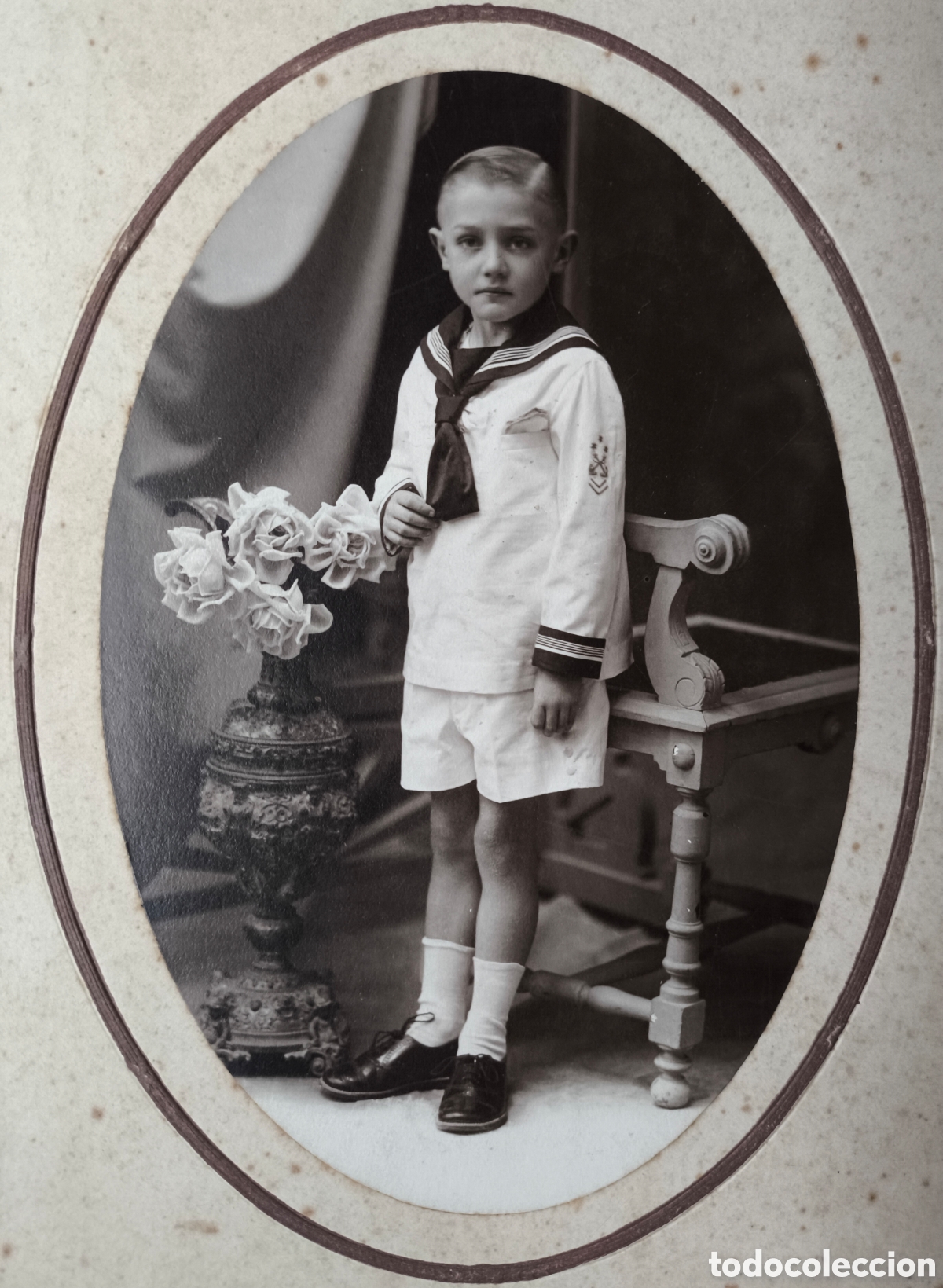 Fotograf&iacute;a antigua: FOTOGRAF&Iacute;A RETRATO DE ESTUDIO NI&Ntilde;O COMUNI&Oacute;N MARINERITO FOT&Oacute;GRAFO J. VILATOB&Aacute; SABADELL C. 1925
