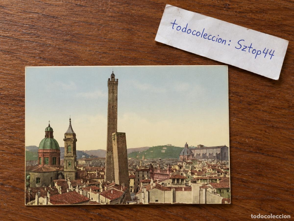 Fotograf&iacute;a antigua: Fotograf&iacute;a Antigua de &Eacute;poca / Fotocromo - Bologna, Italia: Le Due Torri (Asinelli y Garisenda) por P
