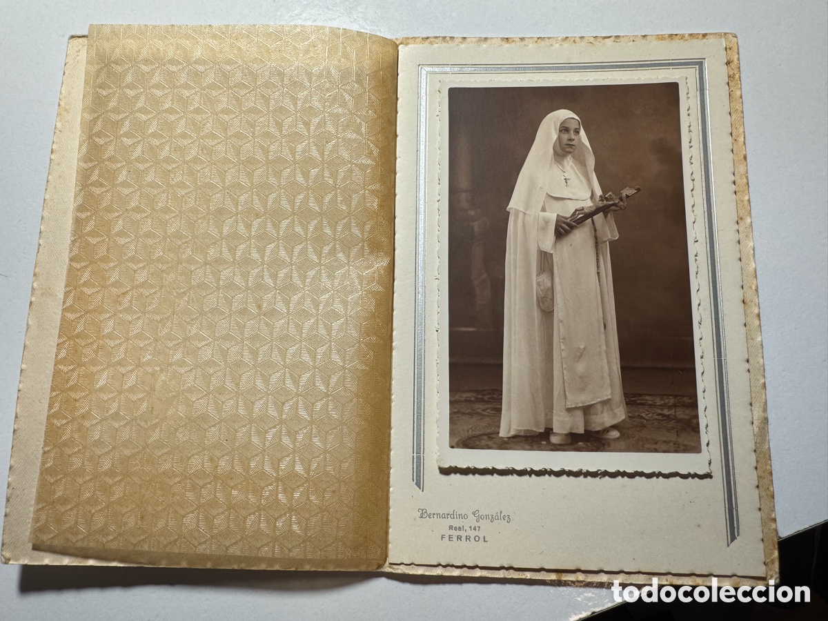Fotograf&iacute;a antigua: Foto antigua recuerdo Primera Comuni&oacute;n. Bernardino Gonz&aacute;lez. Ferrol.