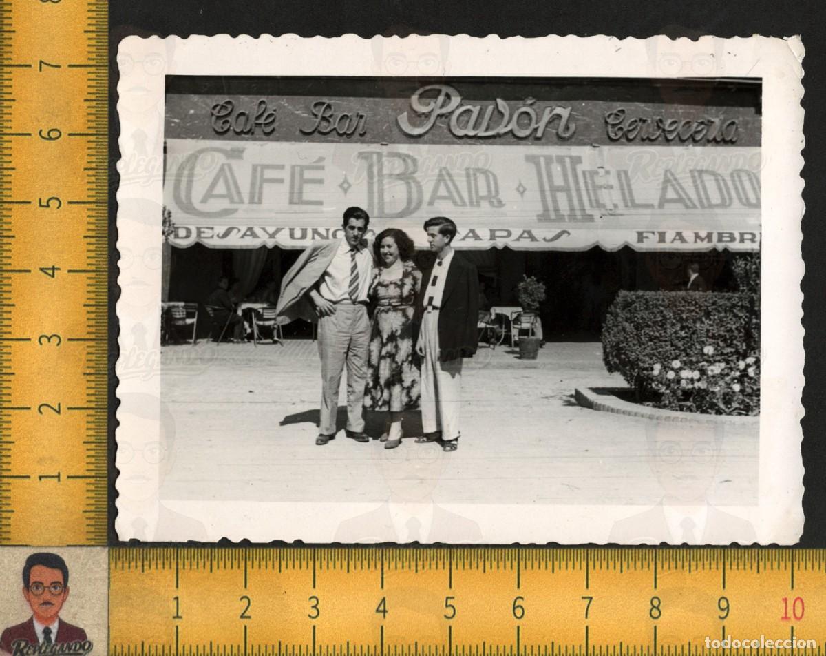 Fotograf&iacute;a antigua: CALATAYUD : CAF&Eacute; BAR PAV&Oacute;N CERVECER&Iacute;A - TERRAZA TOLDO R&Oacute;TULO - FOTOGRAF&Iacute;A ANTIGUA ZARAGOZA A&Ntilde;OS 50