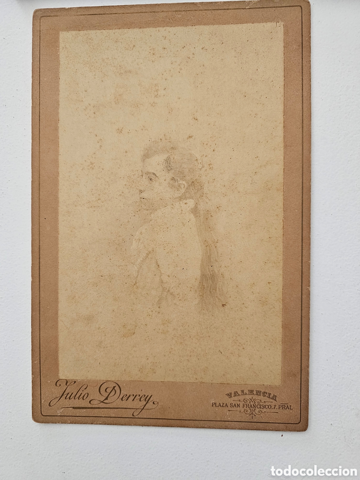 Fotograf&iacute;a antigua: ​Fotograf&iacute;a muy grande Cabinet Card - Retrato Joven por Julio Derrey (Valencia / Segorbe, S. XIX)