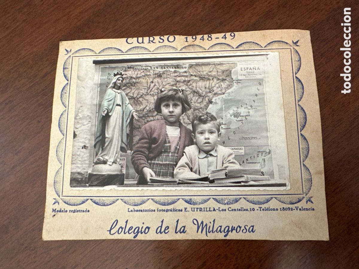 Fotograf&iacute;a antigua: FOTOGRAFIA ESCOLAR CURSO 1948 - 49 COLEGIO DE LA MILAGROSA. LABORATORIOS E. UTRILLA. VALENCIA