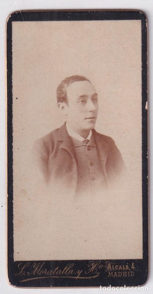 Fotografia antica: Alb&uacute;mina retrato caballero. Moratalla Hermanos fot&oacute;grafo. 7,50 x 4 cm