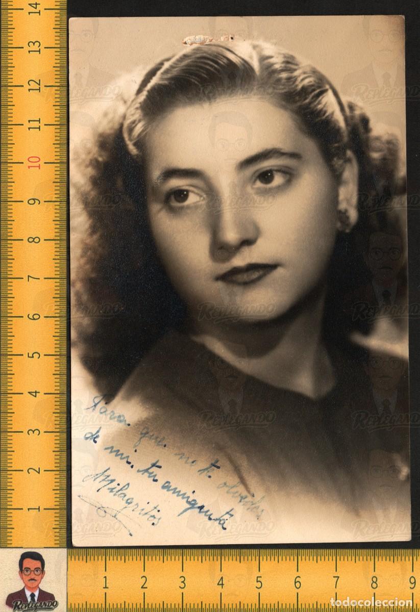 Fotograf&iacute;a antigua: RETRATO MUJER JOVEN GUAPA ELEGANTE - MIRADA PEINADO - FOTO ESTUDIO ANTIGUA A&Ntilde;OS 40/50 - VALENCIA