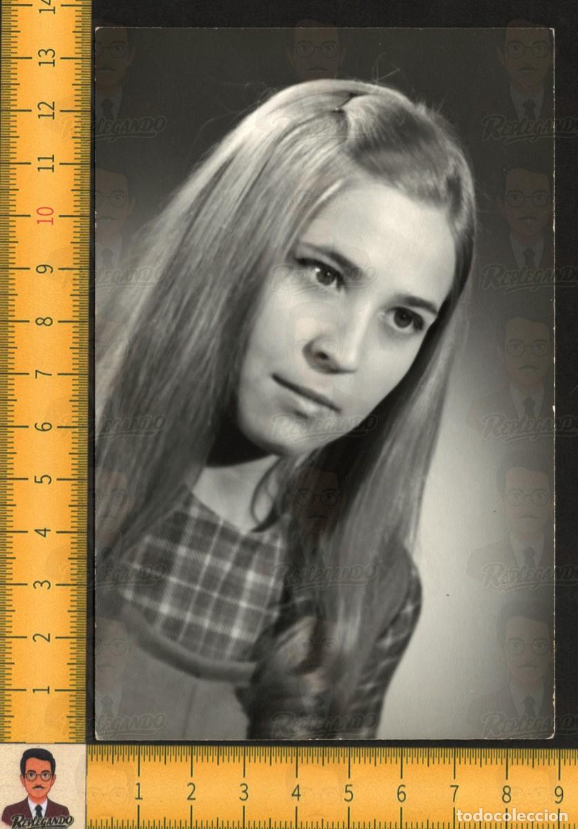 Fotograf&iacute;a antigua: RETRATO CHICA MUJER JOVEN GUAPA MELENA LARGA MIRADA SERIA - FOTO ESTUDIO CHIVA VALENCIA A&Ntilde;OS 60