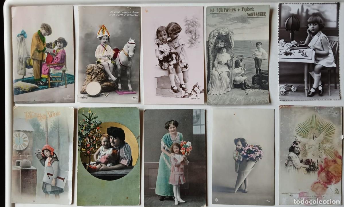 Fotograf&iacute;a antigua: Colecci&oacute;n de 20 postales Antiguas (finales s. XIX ppios. s. XX) de ni&ntilde;os.