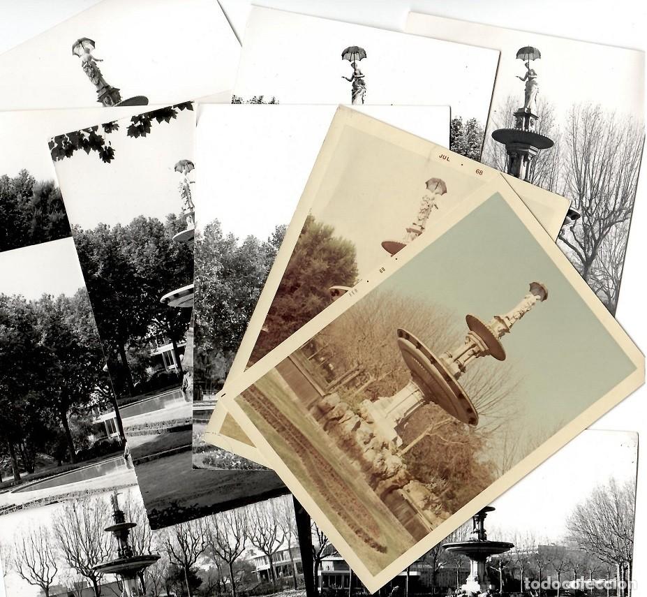 Fotografia antiga: Fuente de la Dama del Paraguas en Barcelona - 11 Fotograf&iacute;as antiguas / Lote curioso y muy comercial