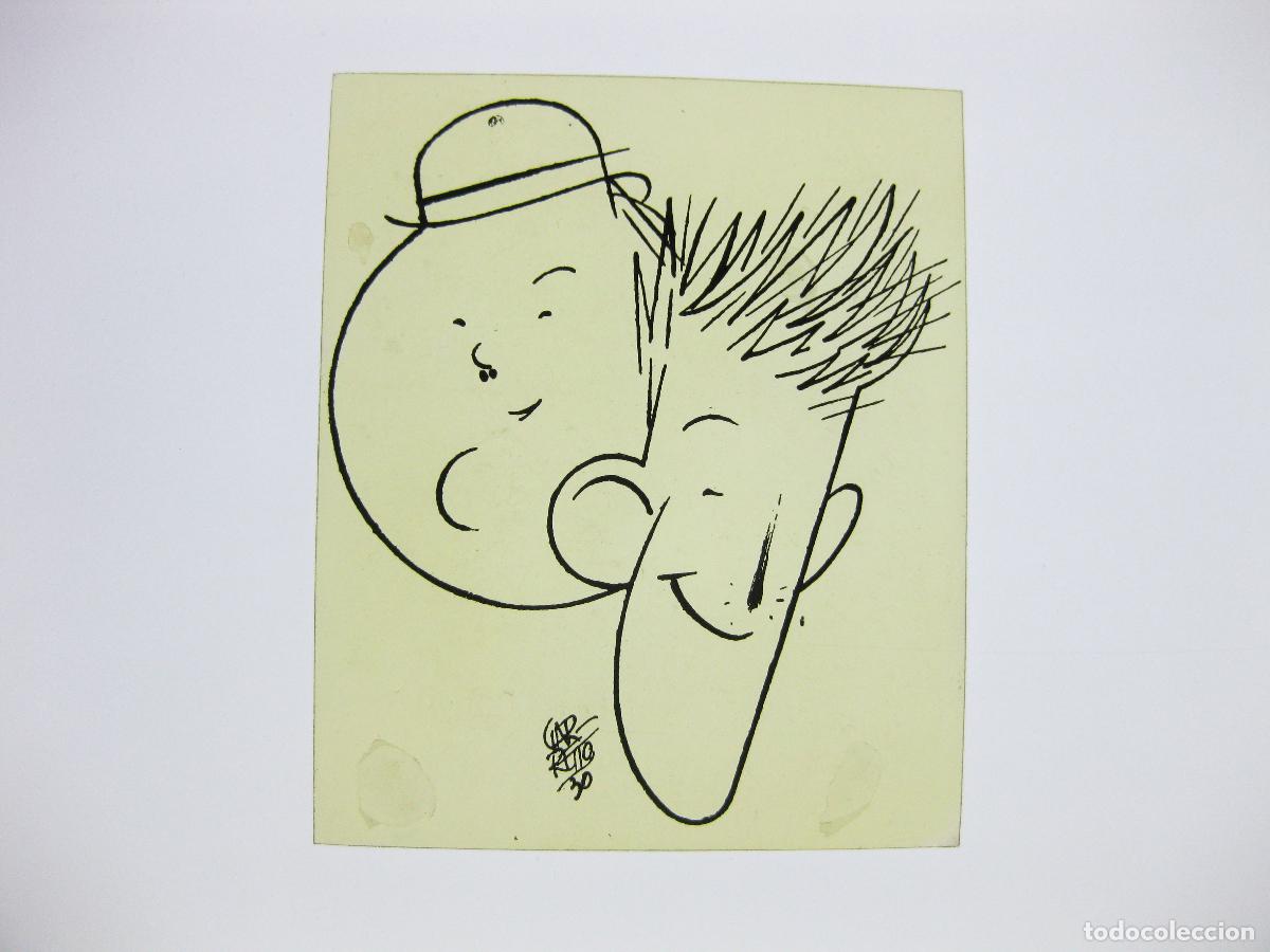 Fotograf&iacute;a antigua: FOTOGRAF&Iacute;A DE UN DIBUJO DE LAUREL Y HARDY. POSITIVO ORIGINAL. TRANSPARENCIA DE CELULOIDE.