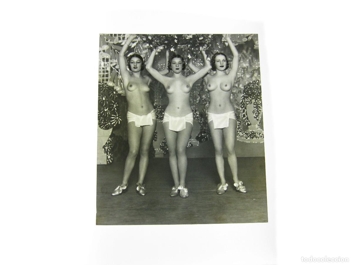Fotograf&iacute;a antigua: FOTOGRAF&Iacute;A DE 3 ARTISTAS O CUPLETISTAS DESNUDAS. POSITIVO ORIGINAL. TRANSPARENCIA DE CELULOIDE.