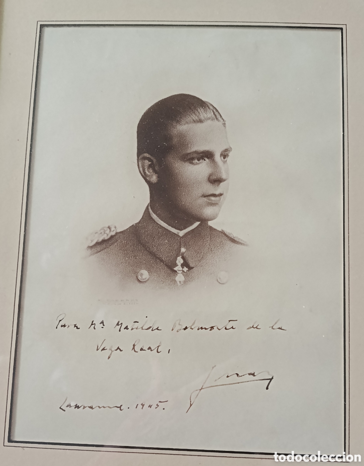 Fotografia antiga: Don Juan de Borb&oacute;n fotografia autografiada en Lausanne en el a&ntilde;o 1945, foto 17 X 23.