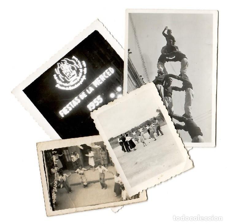 Alte Fotografie: 4 Fotograf&iacute;as Catalunya / Sardanas (2) - Fiesta de la Merced 1955 - Fiesta M de L'Arbo&ccedil; &middot; Castellers