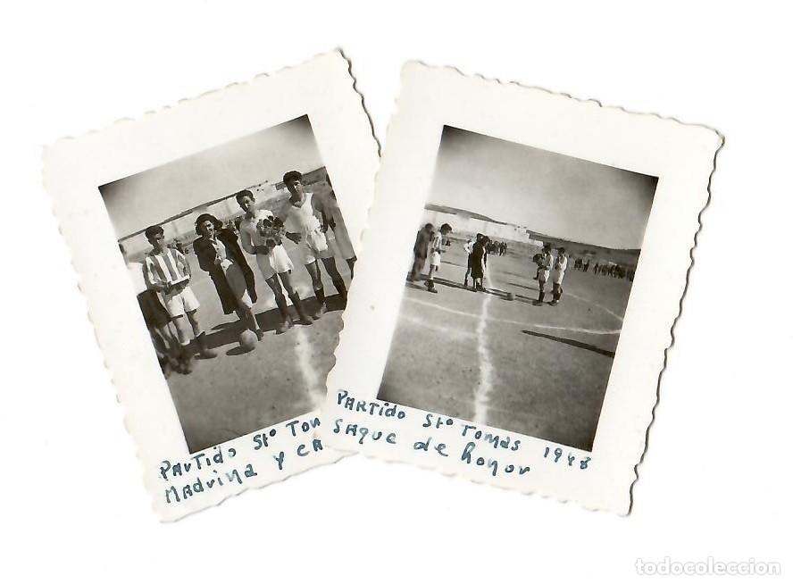 Alte Fotografie: 2 Peque&ntilde;as fotograf&iacute;as Partido Sto. Tom&aacute;s 1948 : Saque de honor y Madrina y capitanes / Muy raras