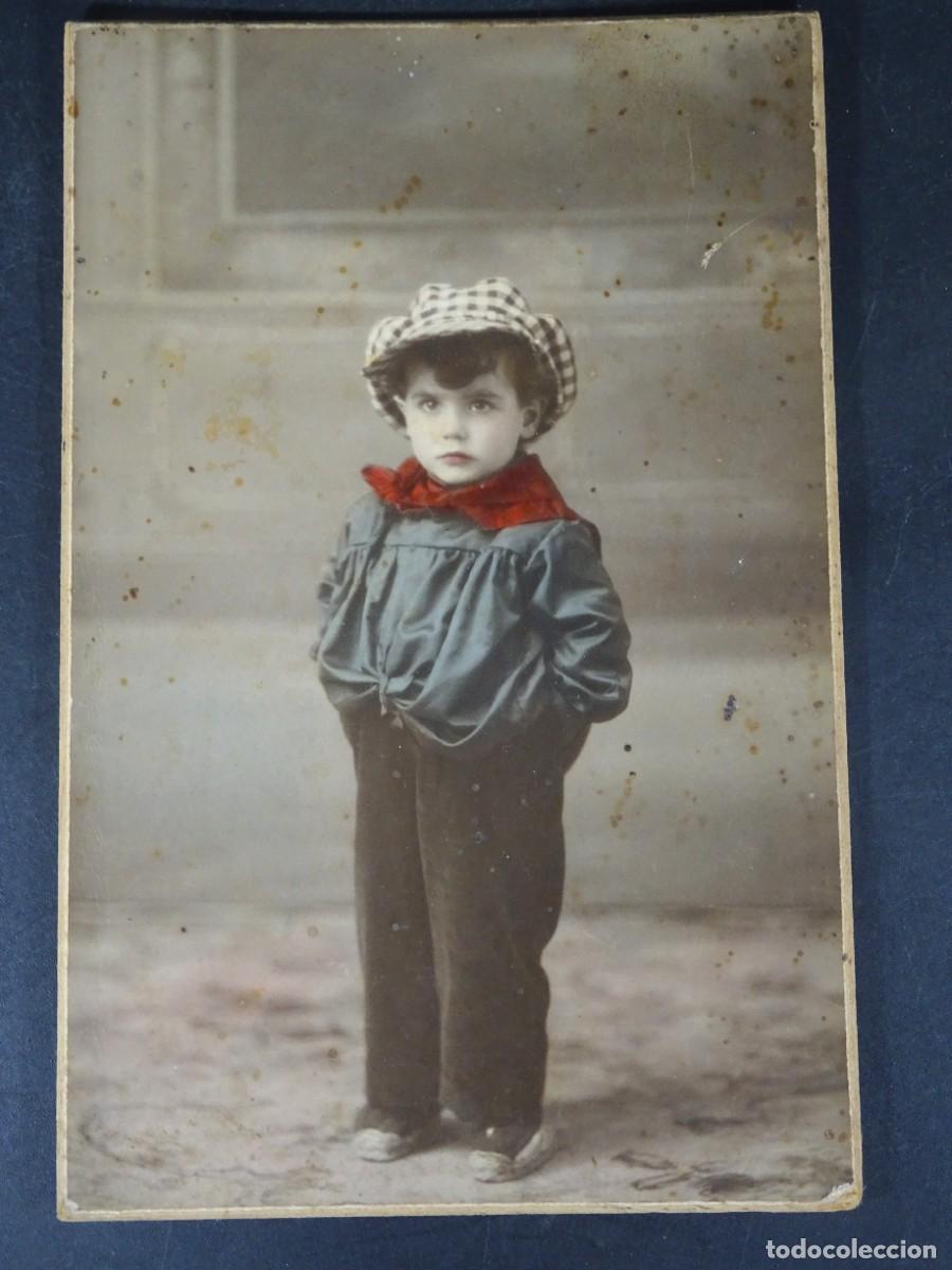 Alte Fotografie: ANTIGUA FOTOGRAF&Iacute;A DE ESTUDIO, NI&Ntilde;O TRAJE T&Iacute;PICO, FOTO F.AMER, BARCELONA, COLOREADA, VER FOTOS