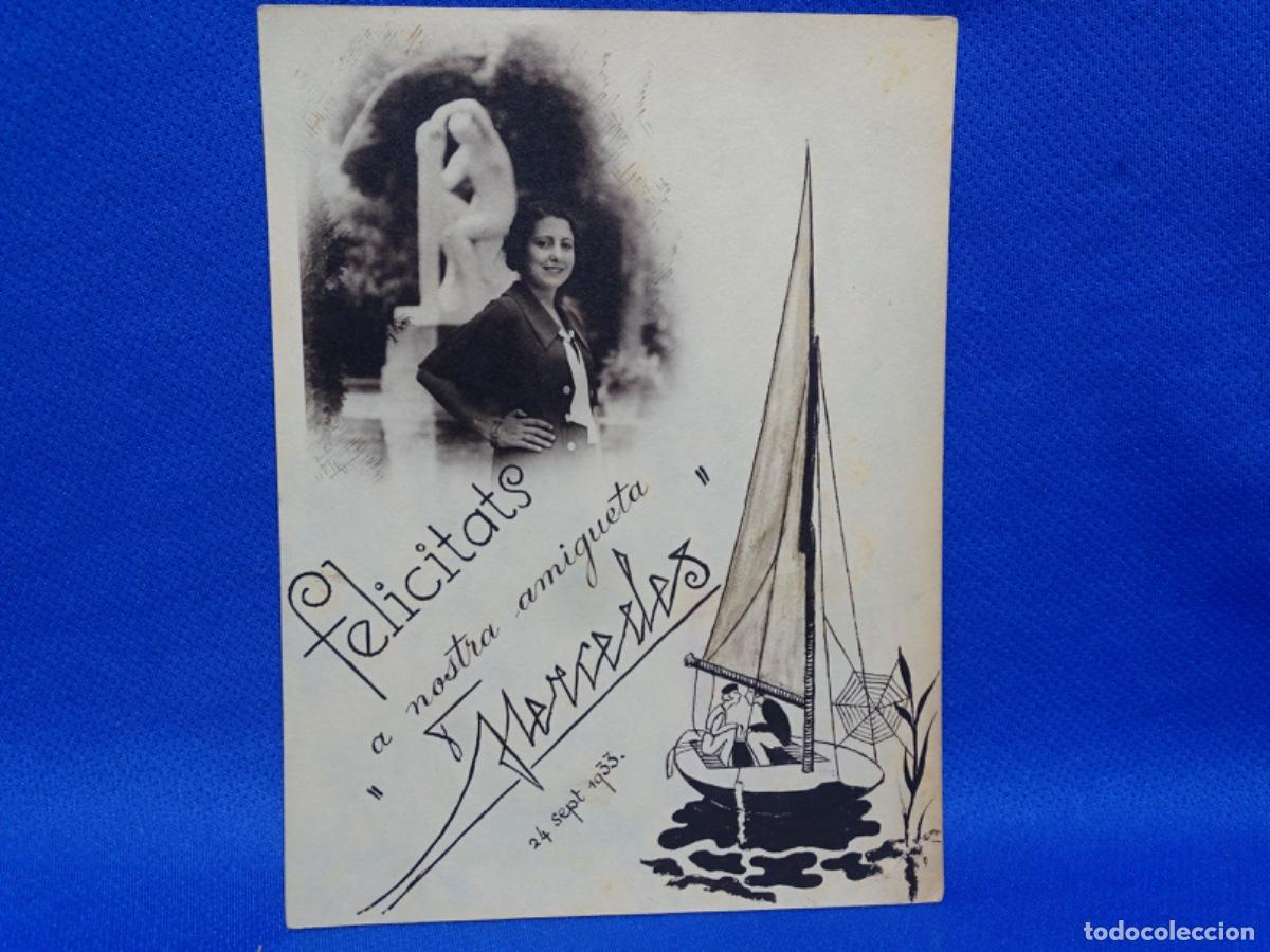 Alte Fotografie: ANTIGUO RETRATO FOTOGRAF&Iacute;A CON DIBUJO ORIGINAL DEDICADO A MERCEDES 1933.