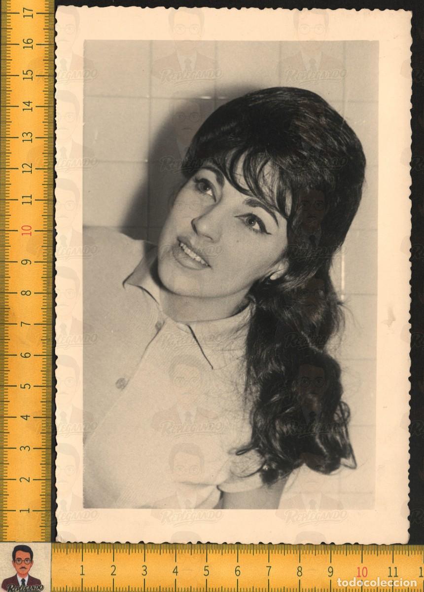Fotografia antica: RETRATO MUJER JOVEN GUAPA SEXY - PEINADO CARDADO MIRADA SEDUCTORA - FOTO ANTIGUA ART&Iacute;STICA A&Ntilde;OS 60