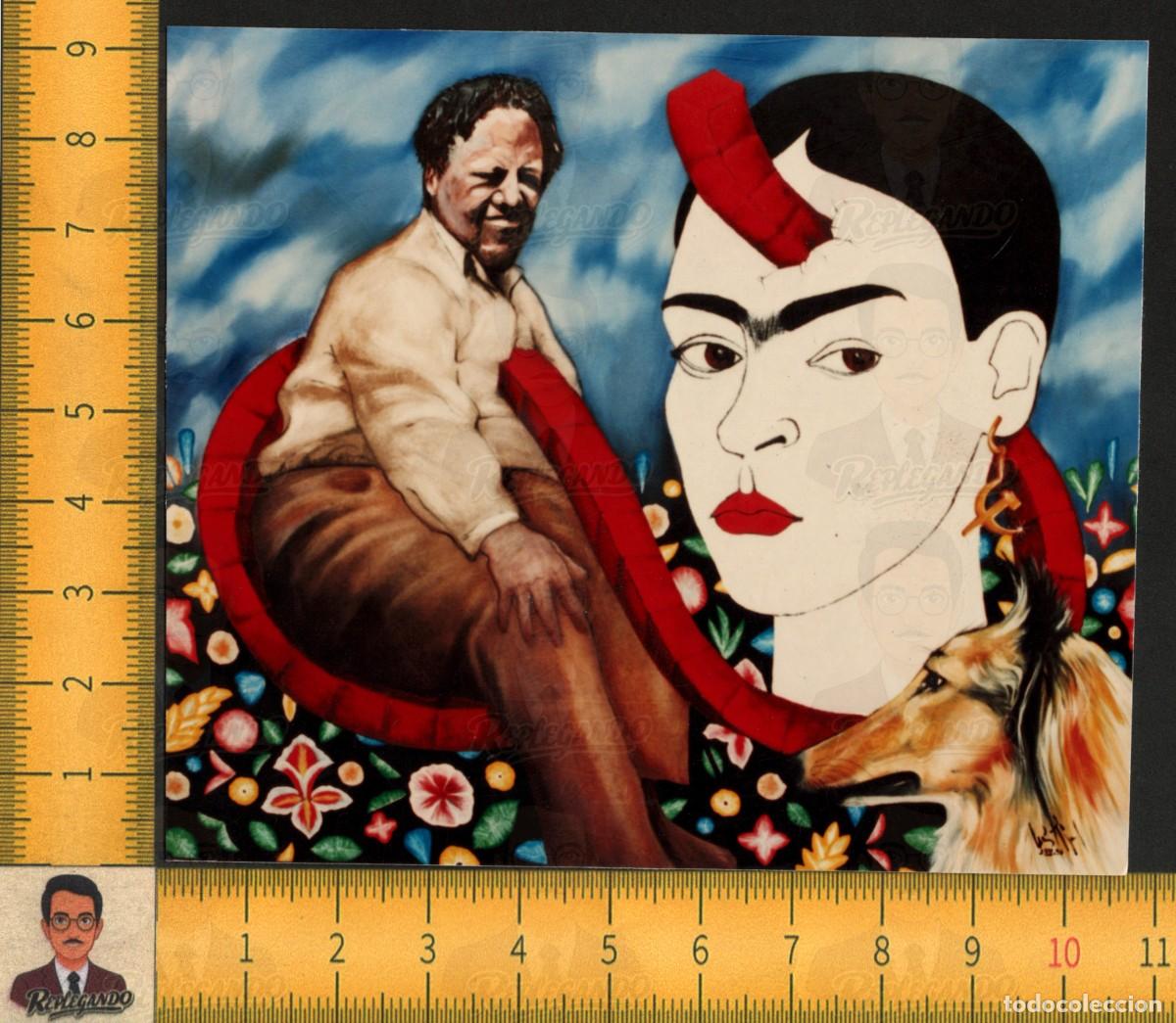 Fotograf&iacute;a antigua: FRIDA KAHLO DIEGO RIVERA - PINTORES COMUNISMO PERRO COLLIE LASSIE - CUADRO ARTE MEXICANO - FOTO 1996