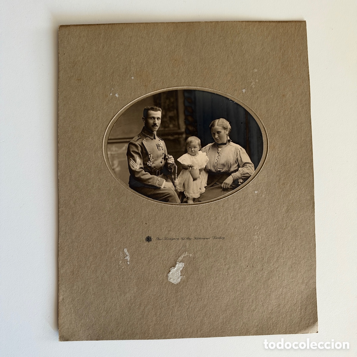 Alte Fotografie: Foto militar con familia principio siglo XX