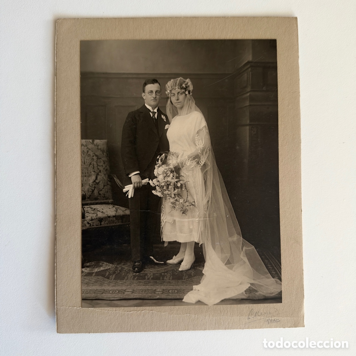 Fotografia antica: Antigua foto boda de pareja