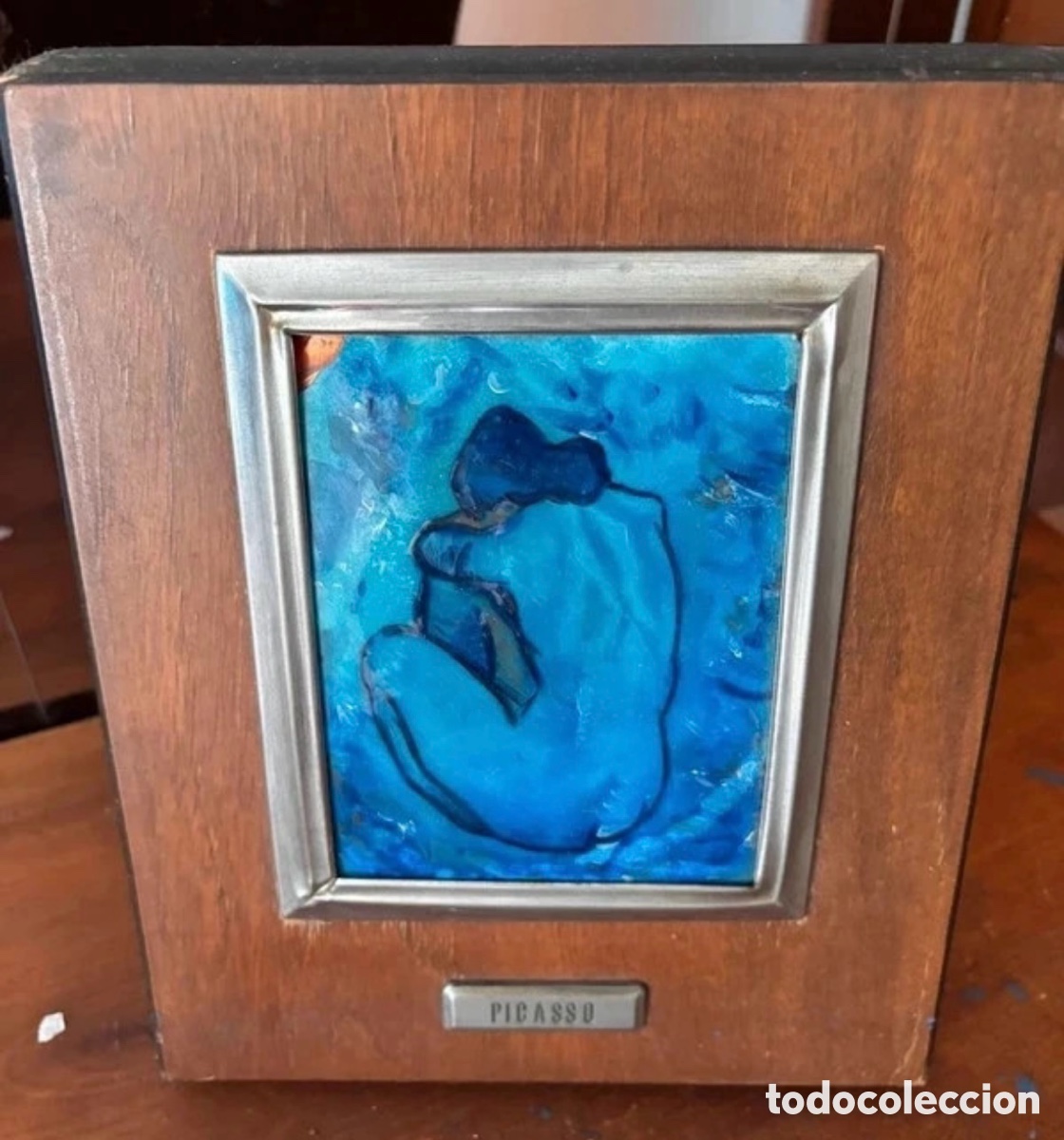 Fotografia antica: Cuadro / Cuadro esmalte al fuego Picasso &rdquo;Desnudo Azul&rdquo; en Plata de Ley