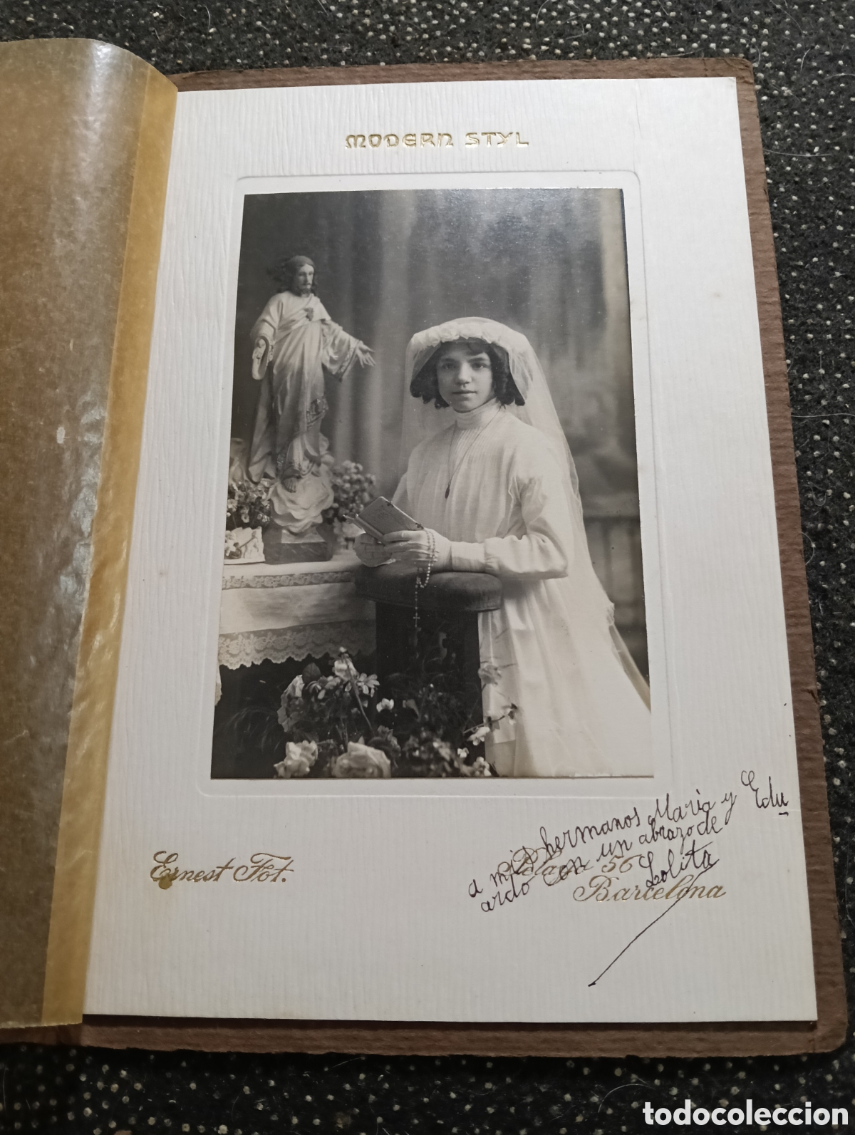 Fotografia antiga: Fotograf&iacute;a de la primera comuni&oacute;n de Lolita, a&ntilde;os 1920-30 en Barcelona