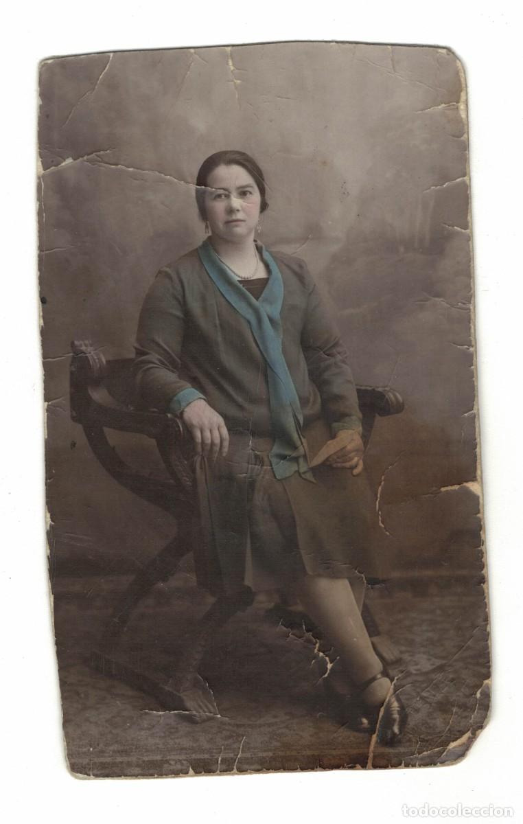 Fotografia antiga: &zwj; Fotograf&iacute;a antigua &ndash; Retrato femenino coloreado a mano con dedicatoria
