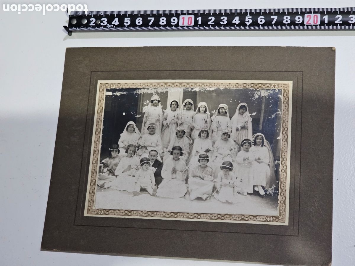 Fotografia antiga: Fotograf&iacute;a Antigua de Primera Comuni&oacute;n en Paspart&uacute; Original (Palou, c. 1920s) Grande