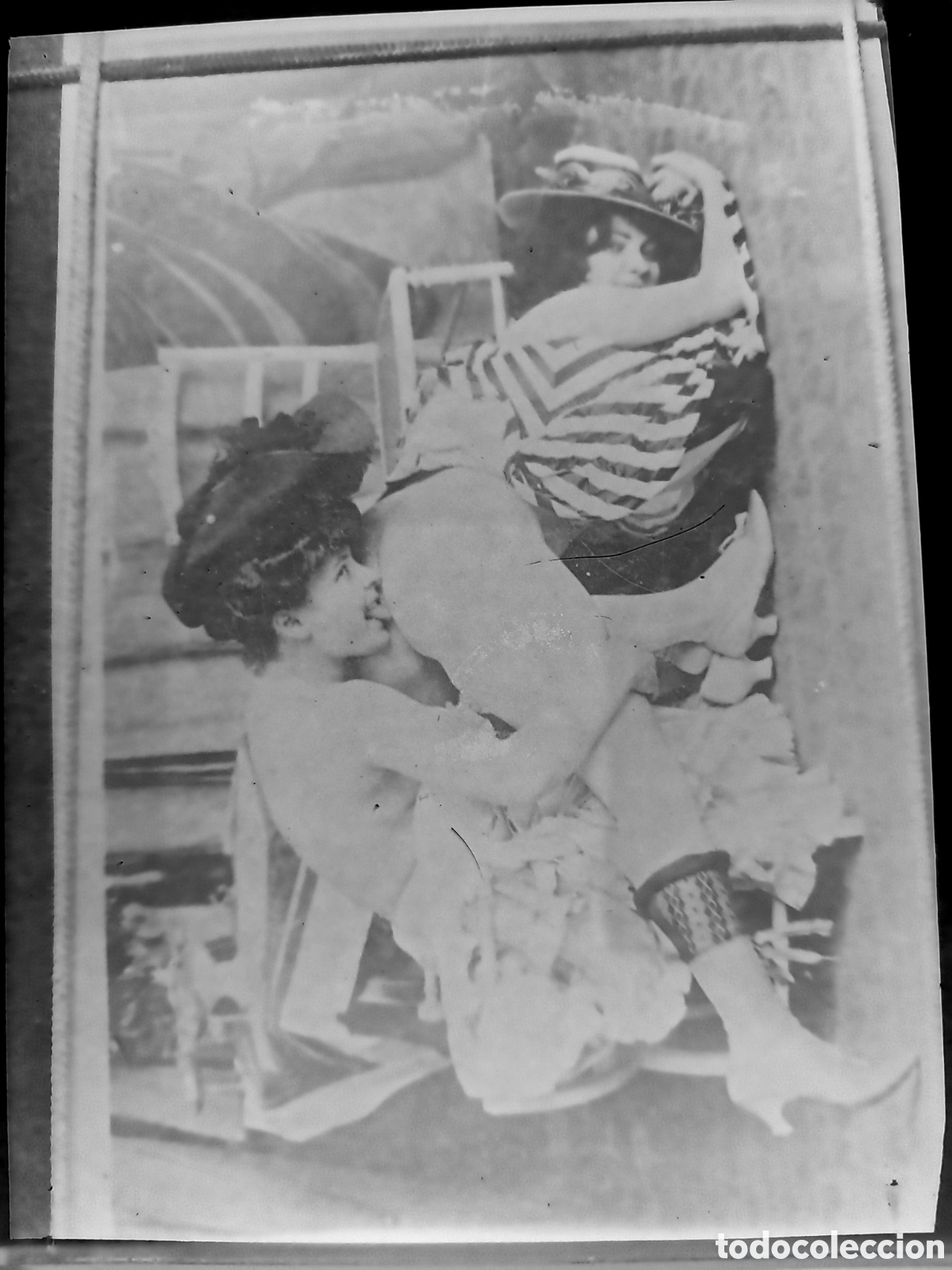 Alte Fotografie: ANTIGUO NEGATIVO CRISTAL ESCENA PORNOGRAFICA SEXO EXPLICITO 12 X 9 CM