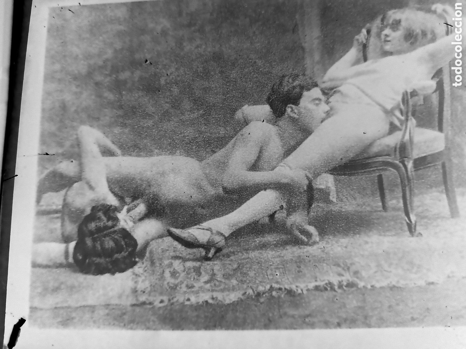 Alte Fotografie: ANTIGUO NEGATIVO CRISTAL ESCENA PORNOGRAFICA SEXO EXPLICITO 12 X 9 CM
