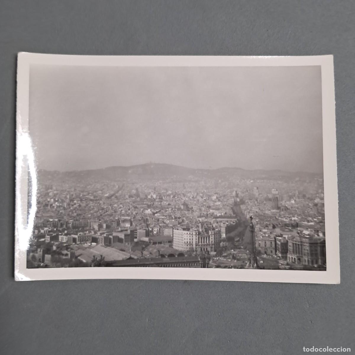 Fotografia antiga: Antigua fotograf&iacute;a de una vista de Barcelona desde el telef&eacute;rico del Puerto. A&ntilde;os 60