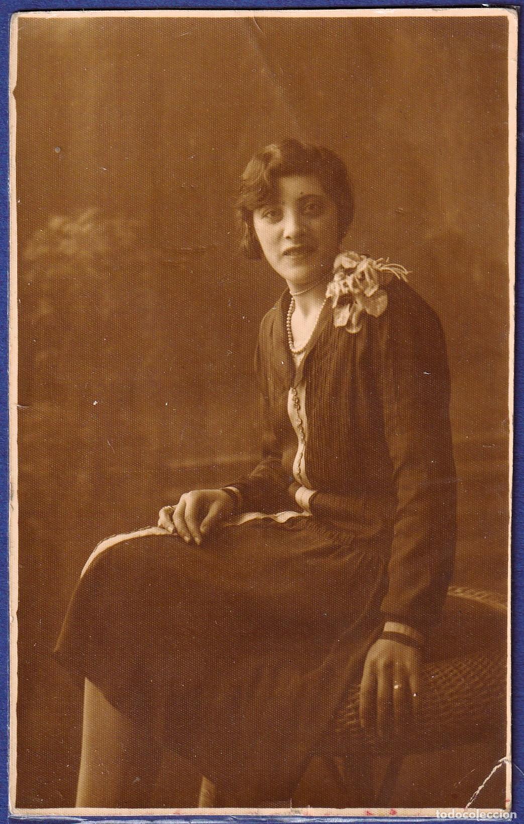 Alte Fotografie: 1930 Retrato de estudio de Virginia, con sello estudio Buenos Aires al dorso - CLC