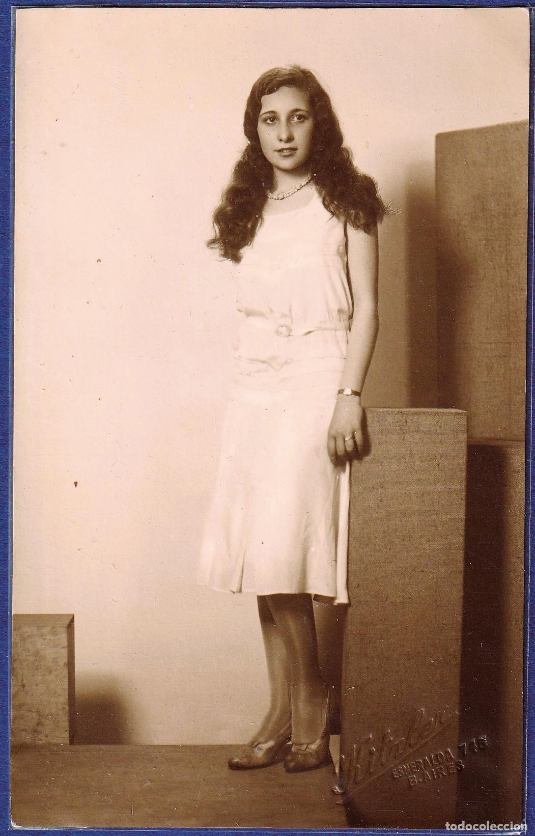 Alte Fotografie: 1930 Retrato tipo postal de Beatriz, autografiada al dorso - CLC