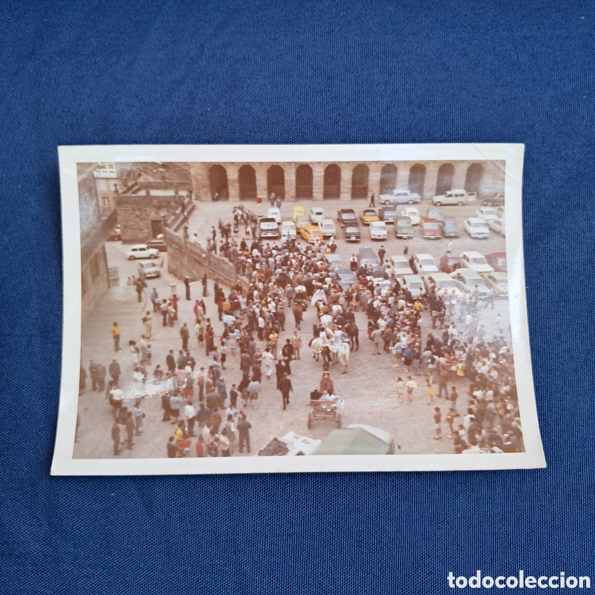 Alte Fotografie: Antigua fotograf&iacute;a, romer&iacute;a con caballos en la Plaza del Obradoiro, Santiago de Compostela, a&ntilde;os 60