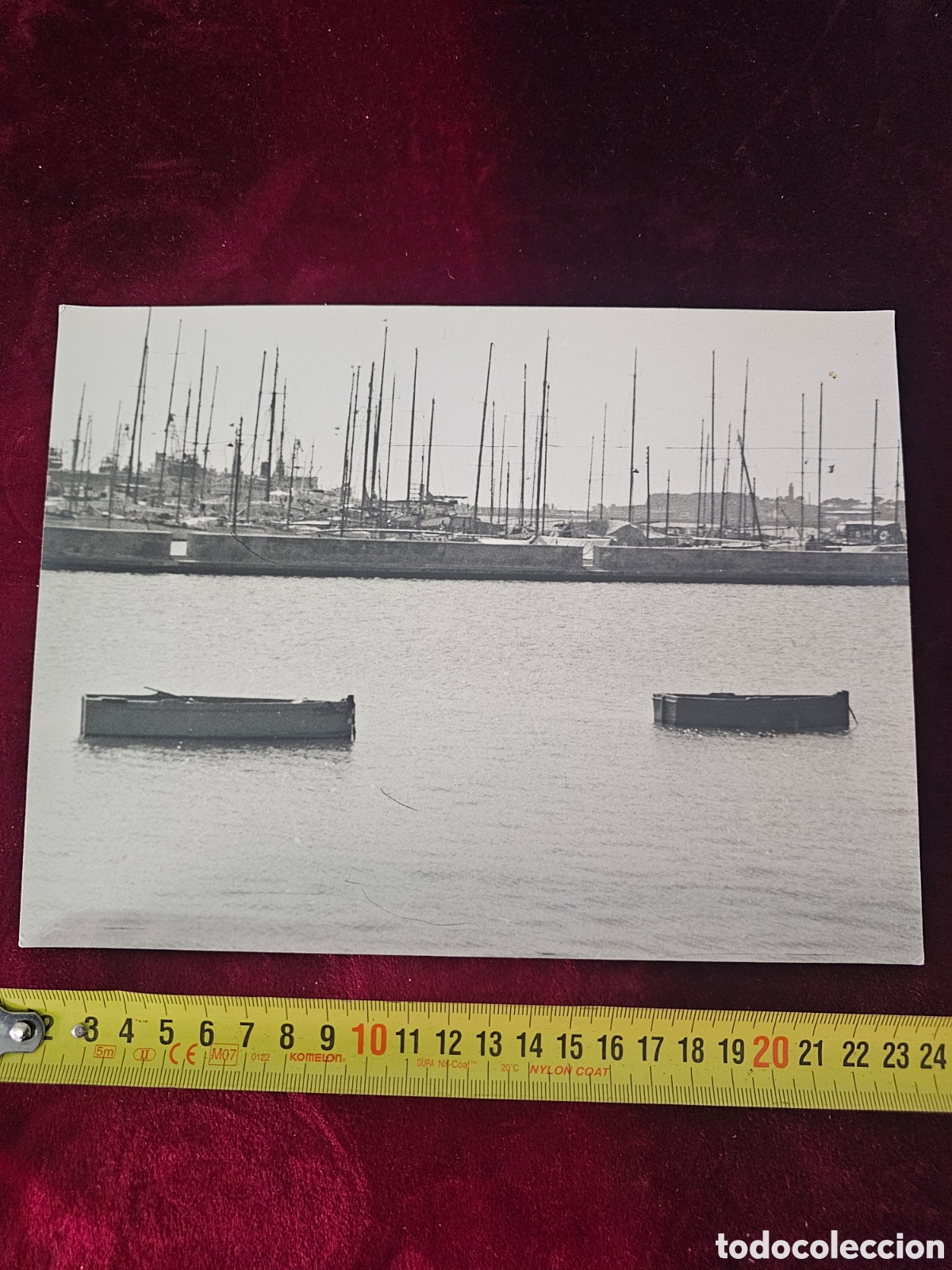 Fotografia antiga: Fotograf&iacute;a grande antigua / Vintage &ndash; Puerto mar&iacute;timo con barcos (Aprox. 24 x 18 cm) Mallorca?