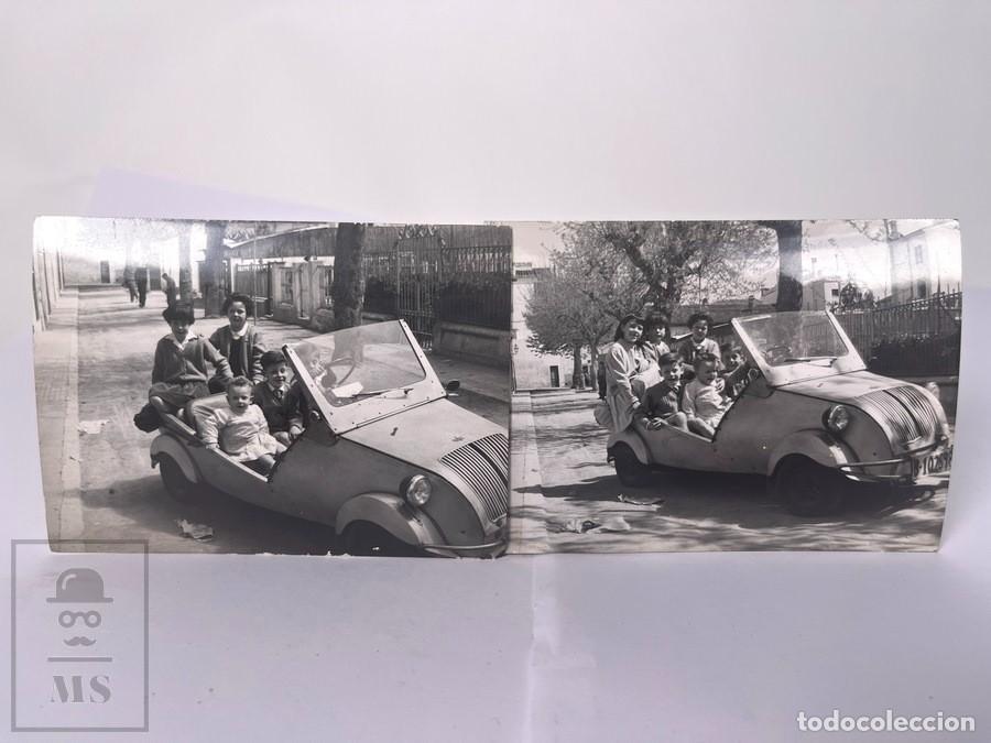 Fotograf&iacute;a antigua: Conjunto de 2 Fotograf&iacute;as - Coche Bisc&uacute;ter- A&ntilde;os 50 Barcelona