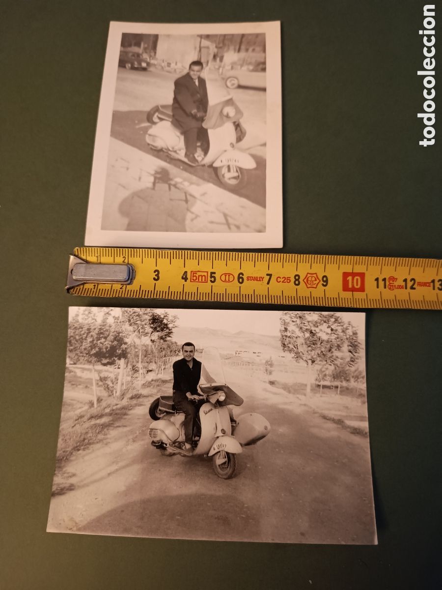 Fotograf&iacute;a antigua: 2 FOTOGRAF&Iacute;AS DE 1963 - VESPA CON SIDECAR