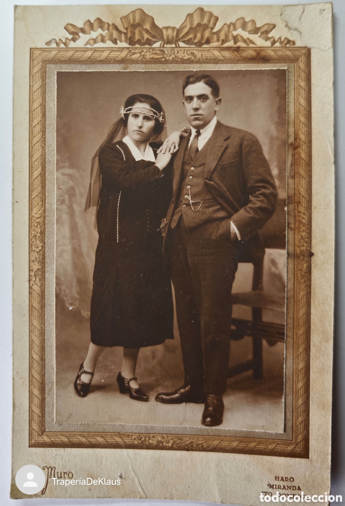 Fotograf&iacute;a antigua: fotografia de epoca - boda - 1920 - muro - tdk14p