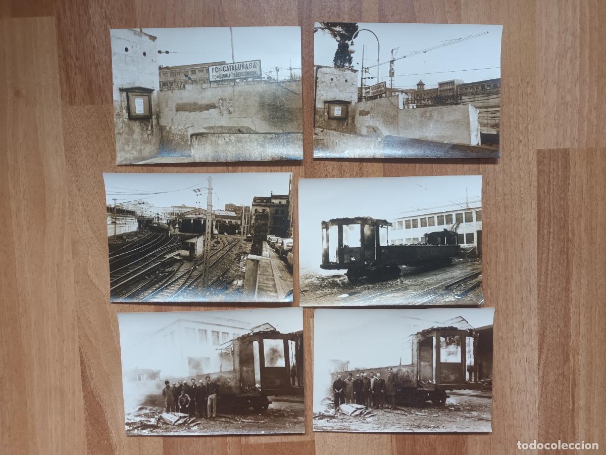 Fotograf&iacute;a antigua: LOTE FOTOGRAF&Iacute;AS FERROCARRIL DE CATALUNYA SA. SARRIA A BARCELONA. INCENDIO TREN. ESTACION CARTEL