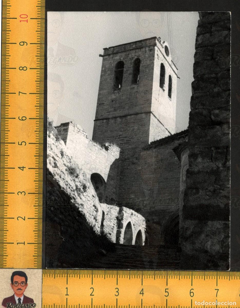 Fotograf&iacute;a antigua: GUIMER&Agrave; (LLEIDA) IGLESIA SANTA MAR&Iacute;A CAMPANARIO ESCALINATA PUEBLO MEDIEVAL - FOTO ANTIGUA A&Ntilde;OS 50/60