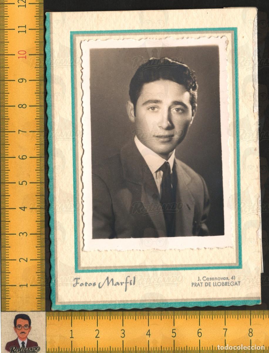 Fotograf&iacute;a antigua: RETRATO SEXY HOMBRE JOVEN GUAPO SEXY TRAJE CORBATA - FOTO ANTIGUA MARFIL PRAT DE LLOBREGAT A&Ntilde;OS 50