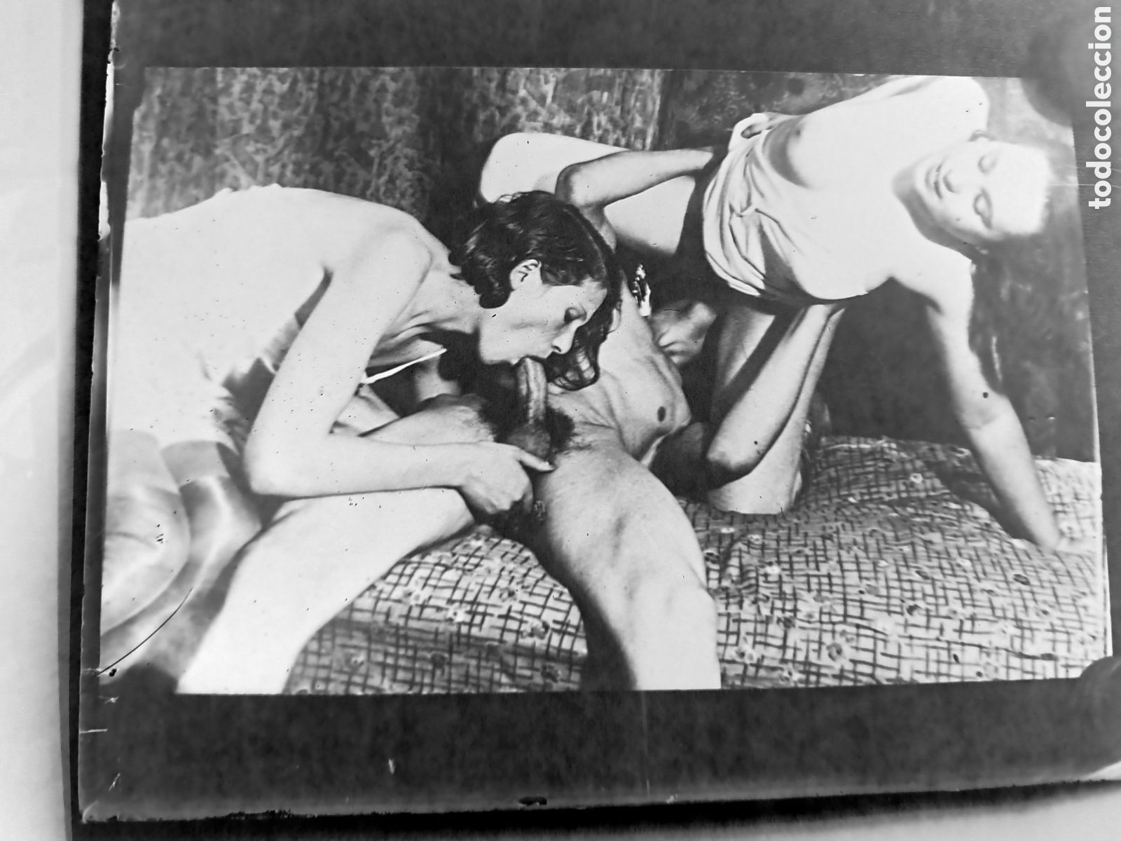 Fotograf&iacute;a antigua: NEGATIVO PLACA FOTOGRAFIA CRISTAL DESNUDO EROTICO ESCENA PORNOGRAFICA SEXO EXPLICITO 12 X 9 CM