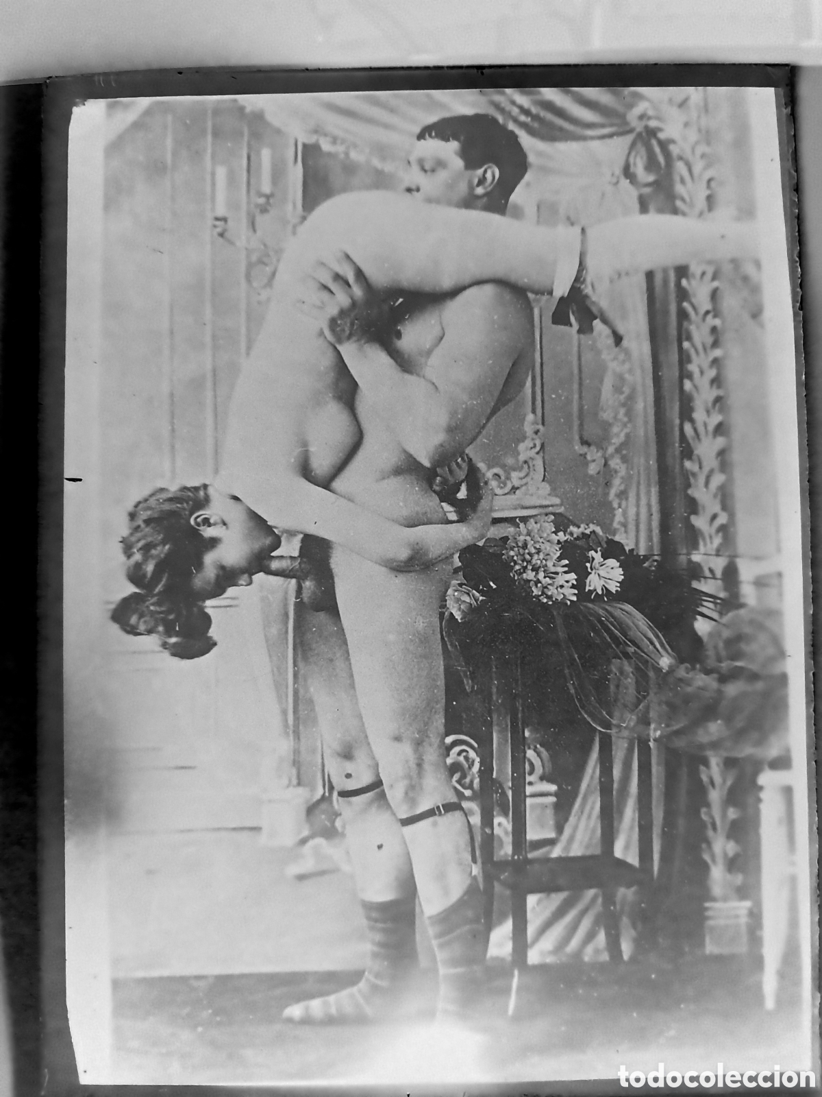 Fotograf&iacute;a antigua: NEGATIVO PLACA FOTOGRAFIA CRISTAL DESNUDO EROTICO ESCENA PORNOGRAFICA SEXO EXPLICITO 12 X 9 CM