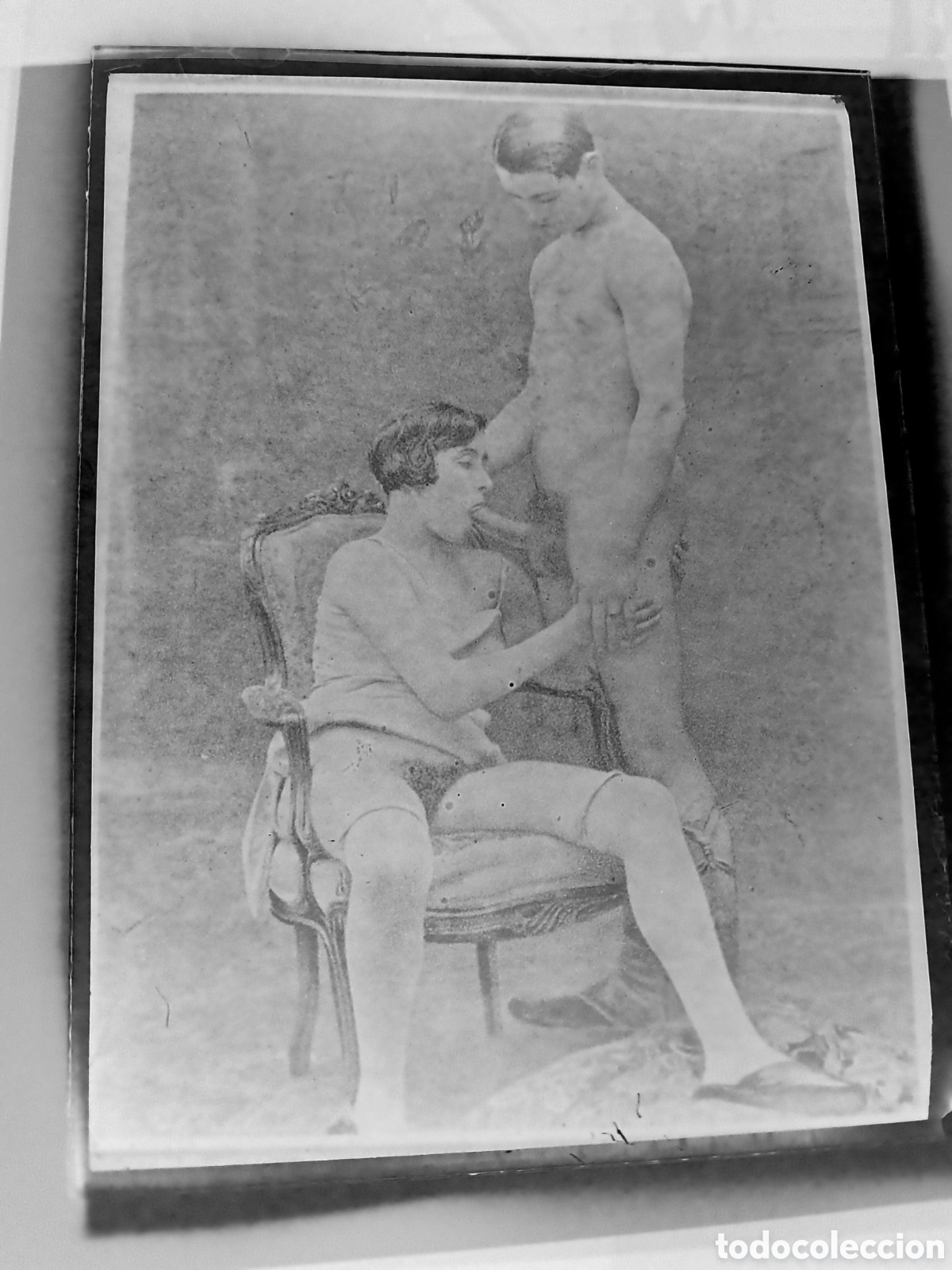 Fotograf&iacute;a antigua: NEGATIVO PLACA FOTOGRAFIA CRISTAL DESNUDO EROTICO ESCENA PORNOGRAFICA SEXO EXPLICITO 12 X 9 CM