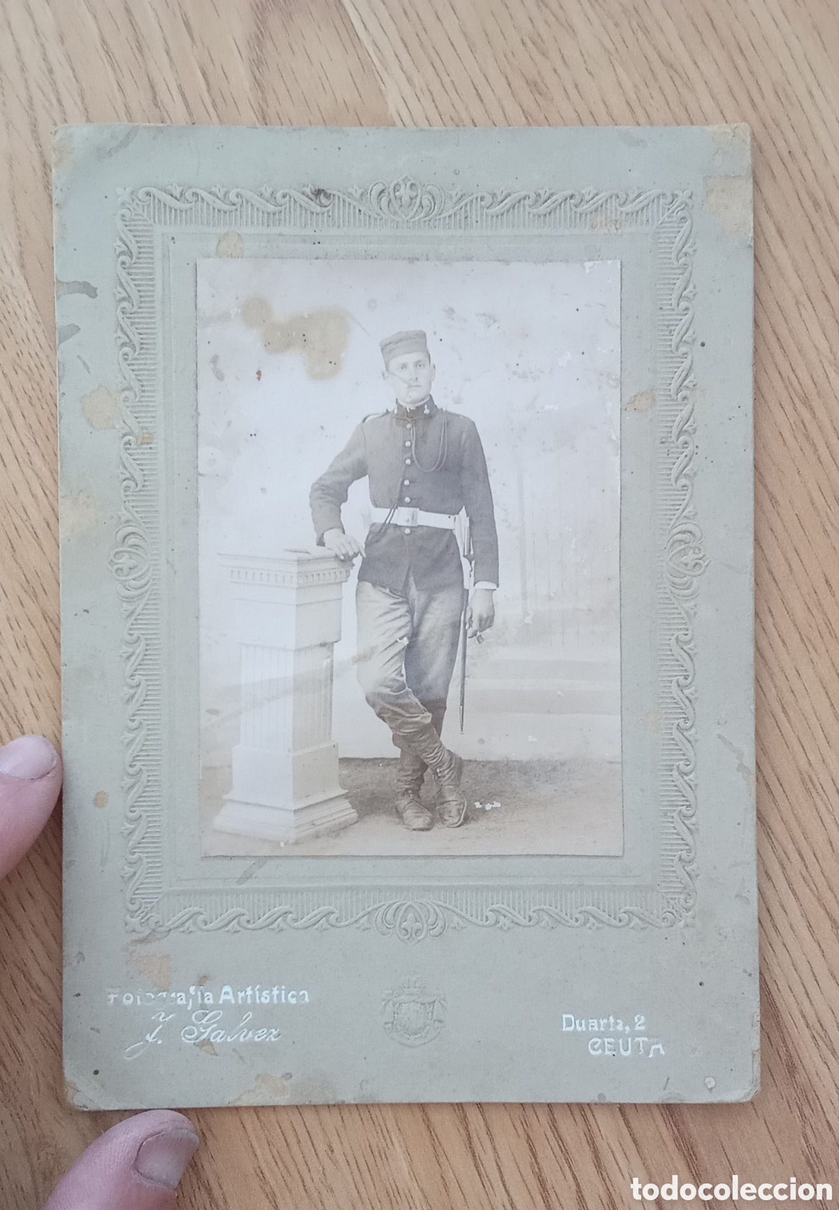 Fotograf&iacute;a antigua: Fotograf&iacute;a Uniforme de soldado de Artilleria. Alfonso XIII. Tiempo Guerra de &Aacute;frica
